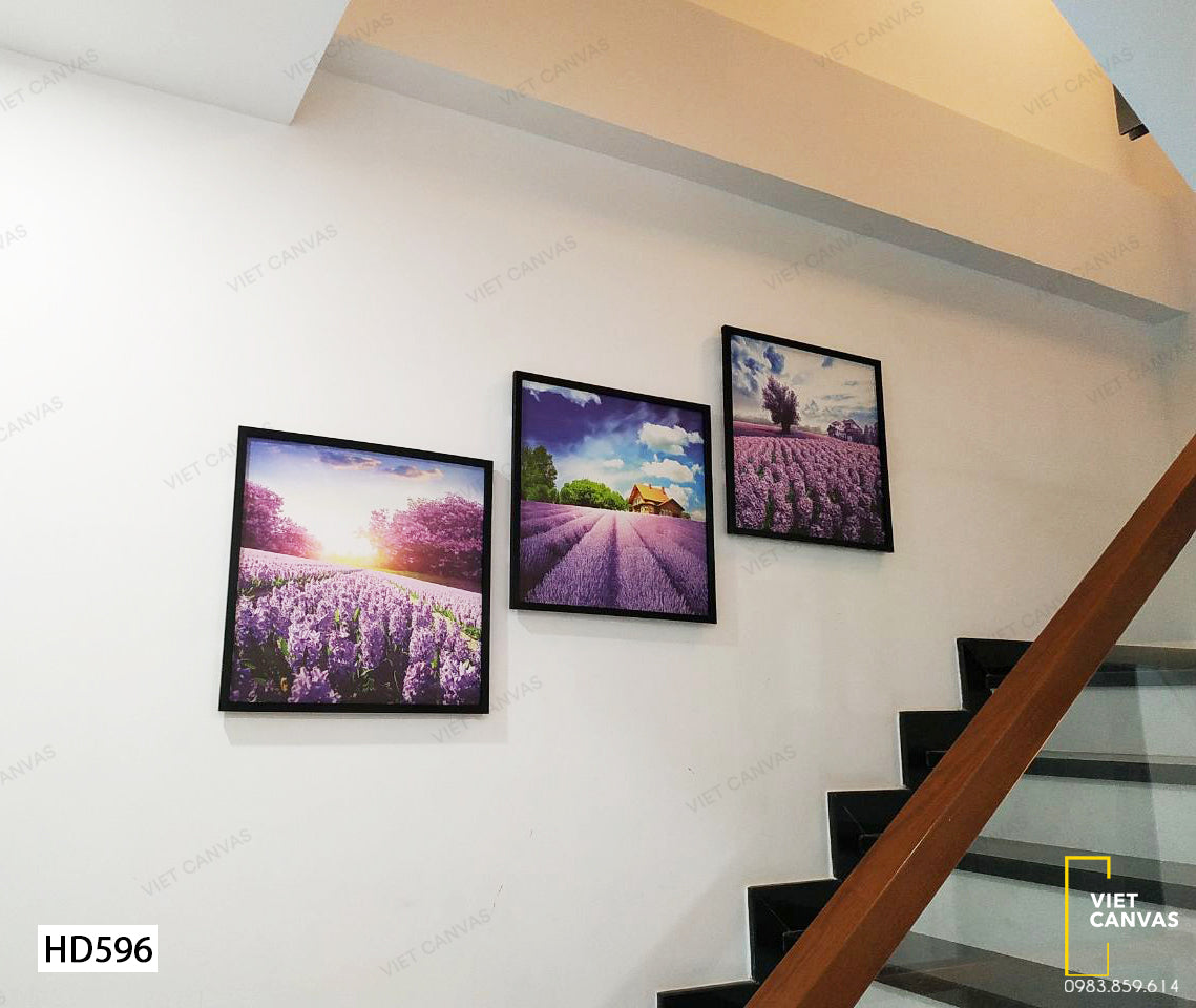 Bộ 3 Tranh Vườn Hoa Tím - HD596