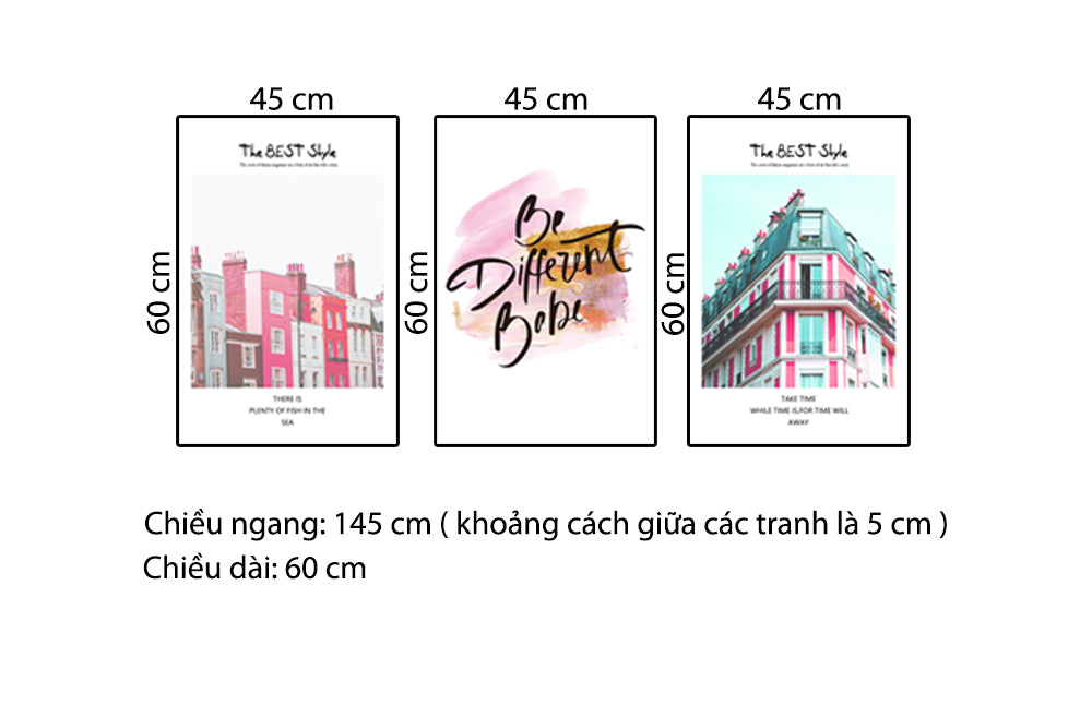 Bộ 3 Tranh Dải Nhà Ngọt Ngào Và Quotes - HD980