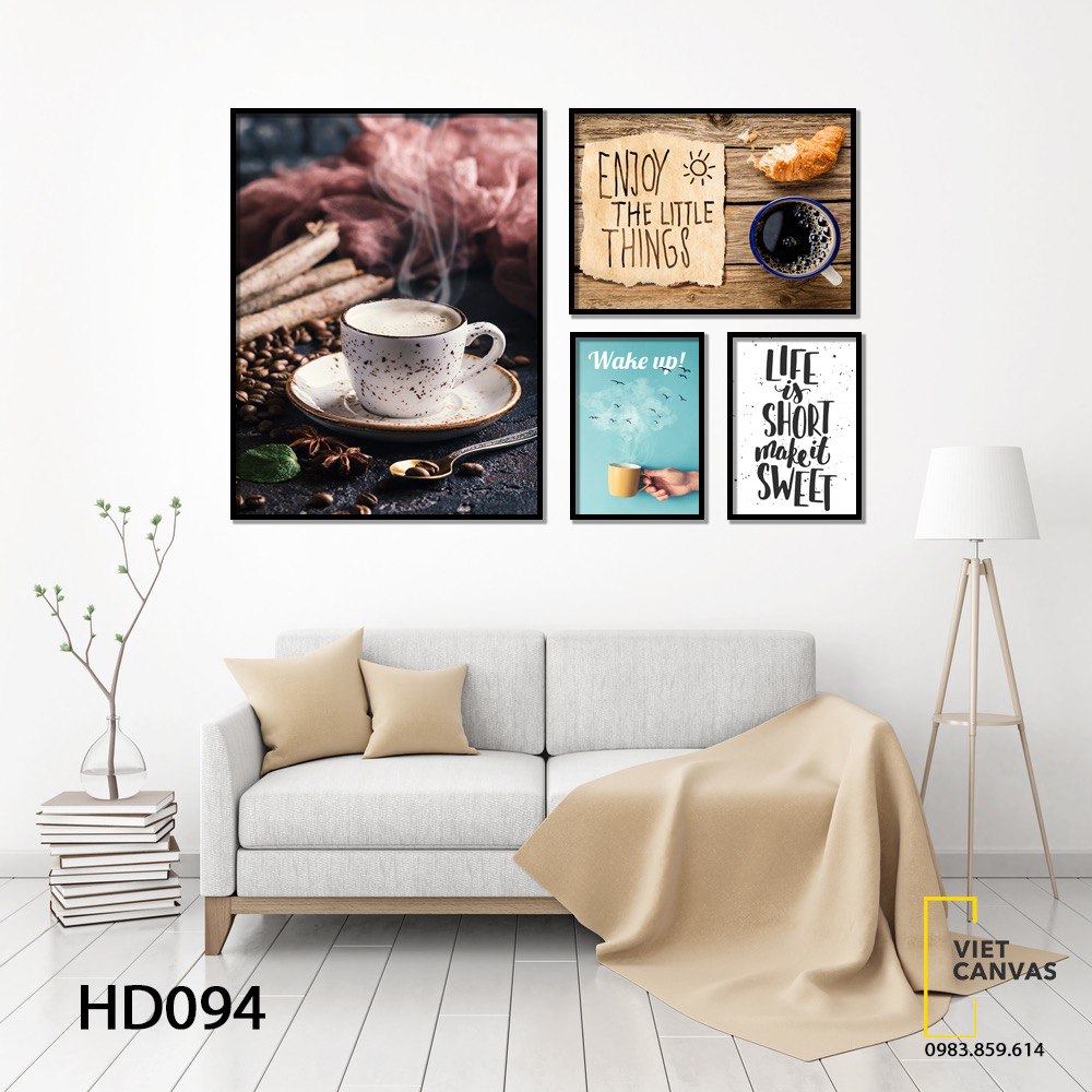 Bộ 4 Tranh Cà Phê Và Quotes - HD094