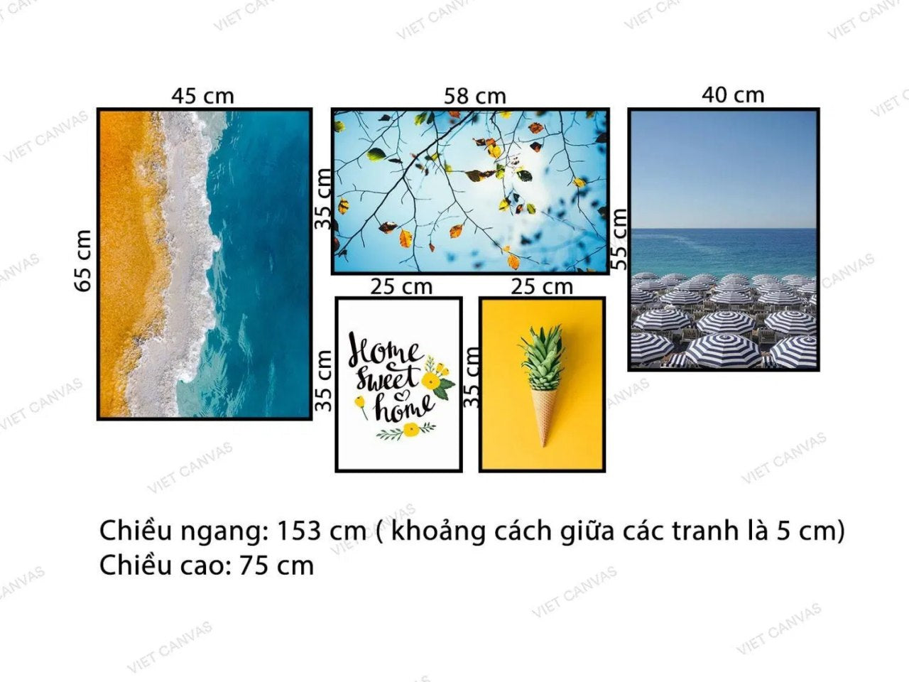 Bộ 5 Tranh Sweet Home - VB696