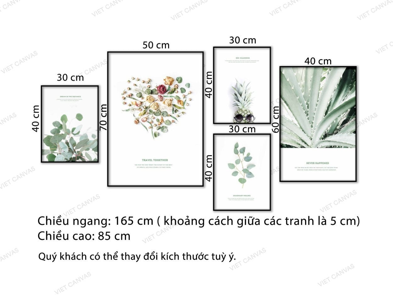 Bộ 5 Tranh Nhẹ Nhàng Sắc Xanh - VB681
