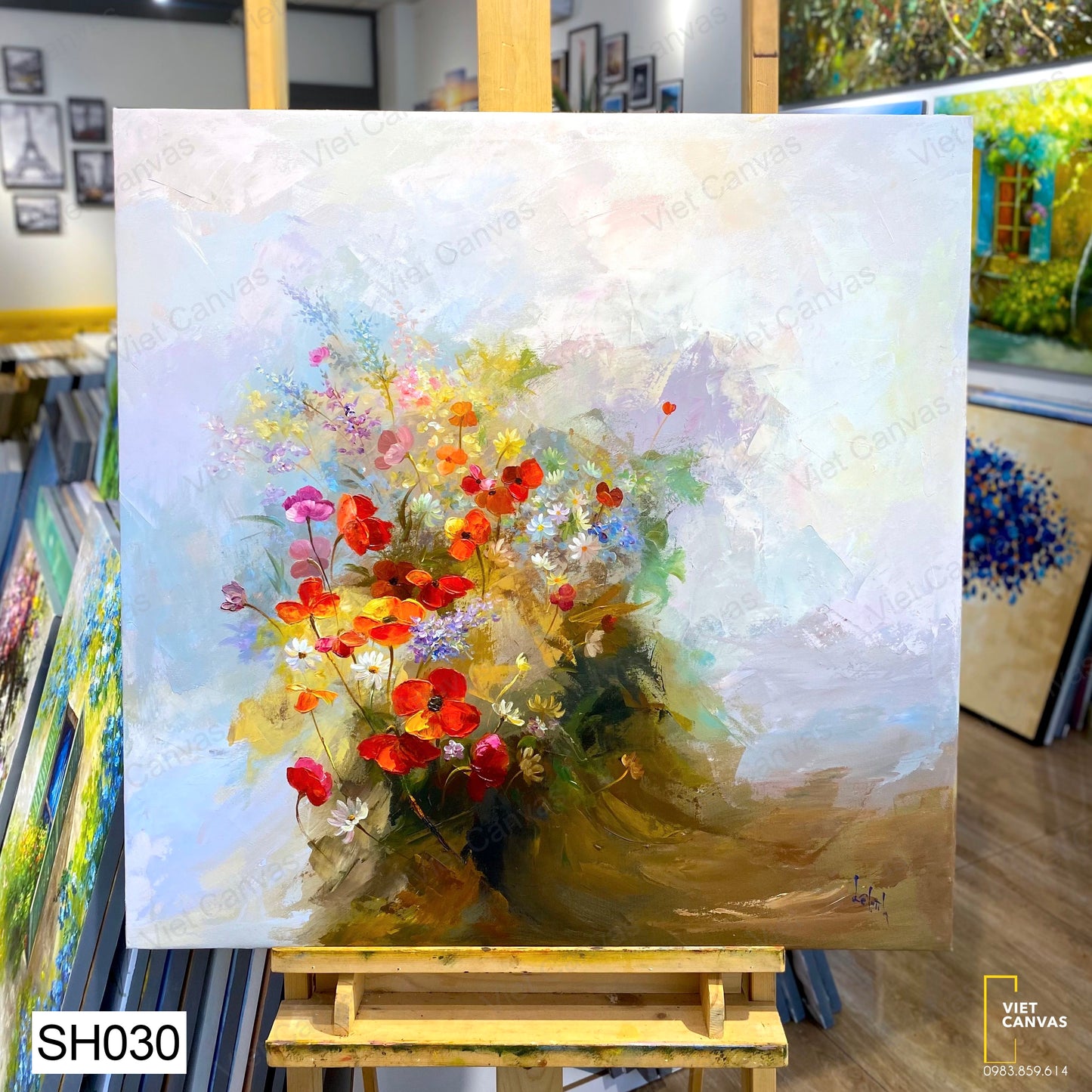 Tranh Sơn Dầu Bụi Hoa Dại - SH030