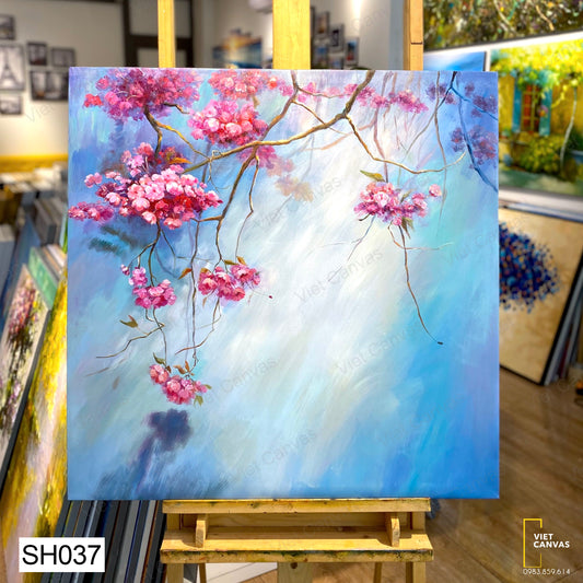 Tranh Sơn Dầu Cành Hoa Tím - SH037
