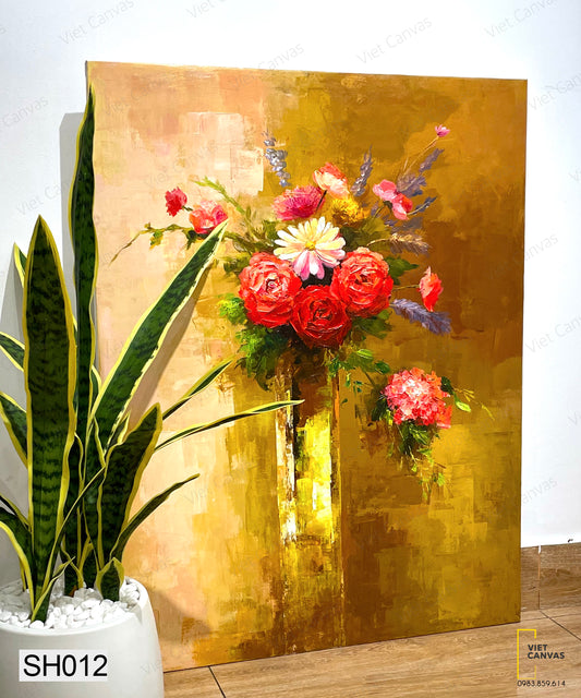 Tranh Sơn Dầu Lọ Hoa Hồng - SH012