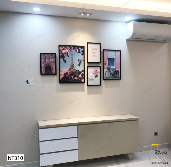 Bộ 5 Tranh Phong Cảnh Paris With Rose - NT310