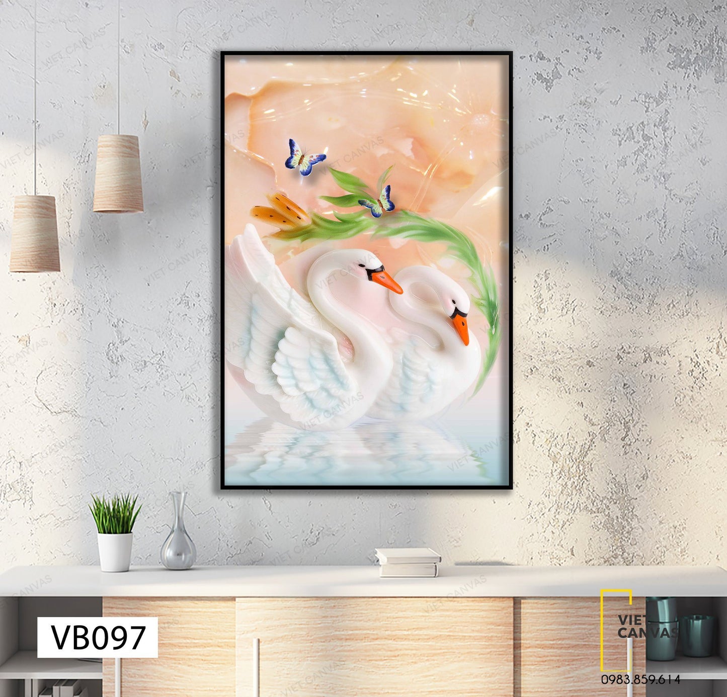 Tranh Đôi Thiên Nga Trắng - VB097