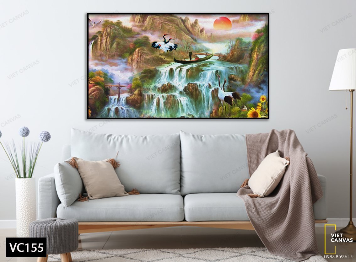 Tranh Chim Hạc Giữa Hoàng Hôn - VC155