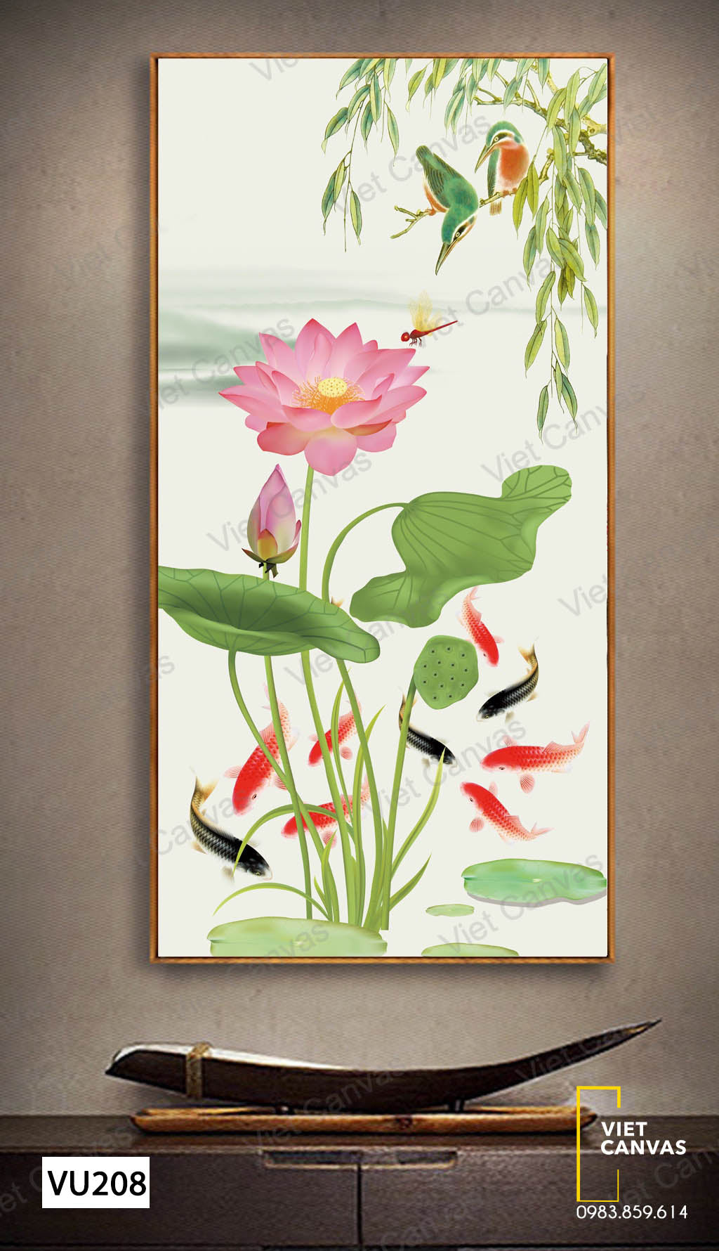 Tranh Hoa Sen Và Cửu Ngư - VU208