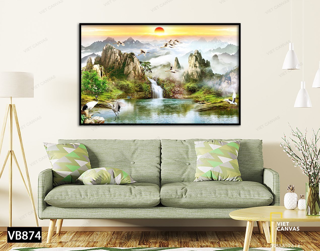 Tranh Phong Thuỷ Tùng Hạc - VB874