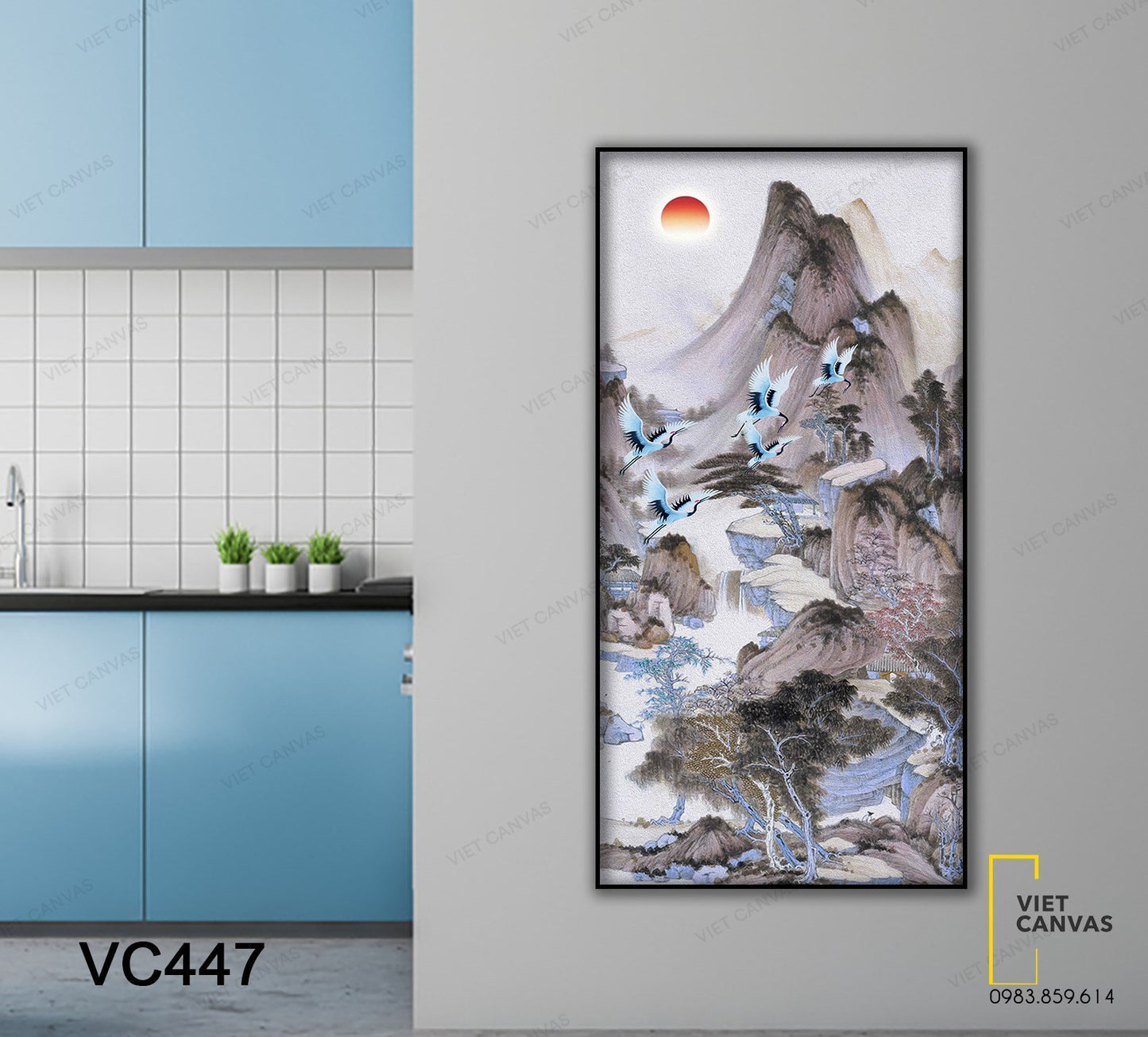 Tranh Bầy Hạc Tung Cánh Giữa Thiên Nhiên Hùng Vĩ - VC447