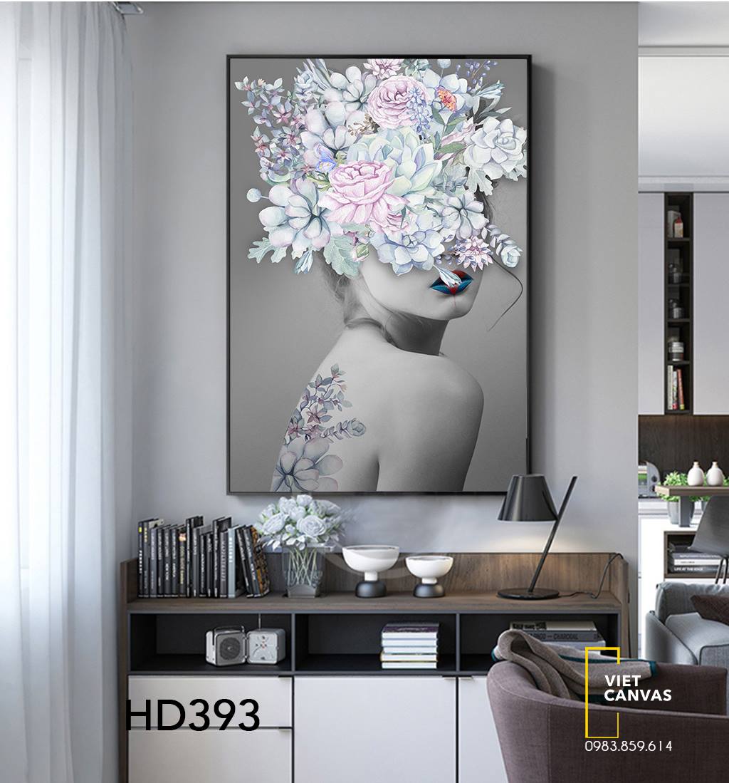 Tranh Cô Gái Và Đóa Hoa - HD393