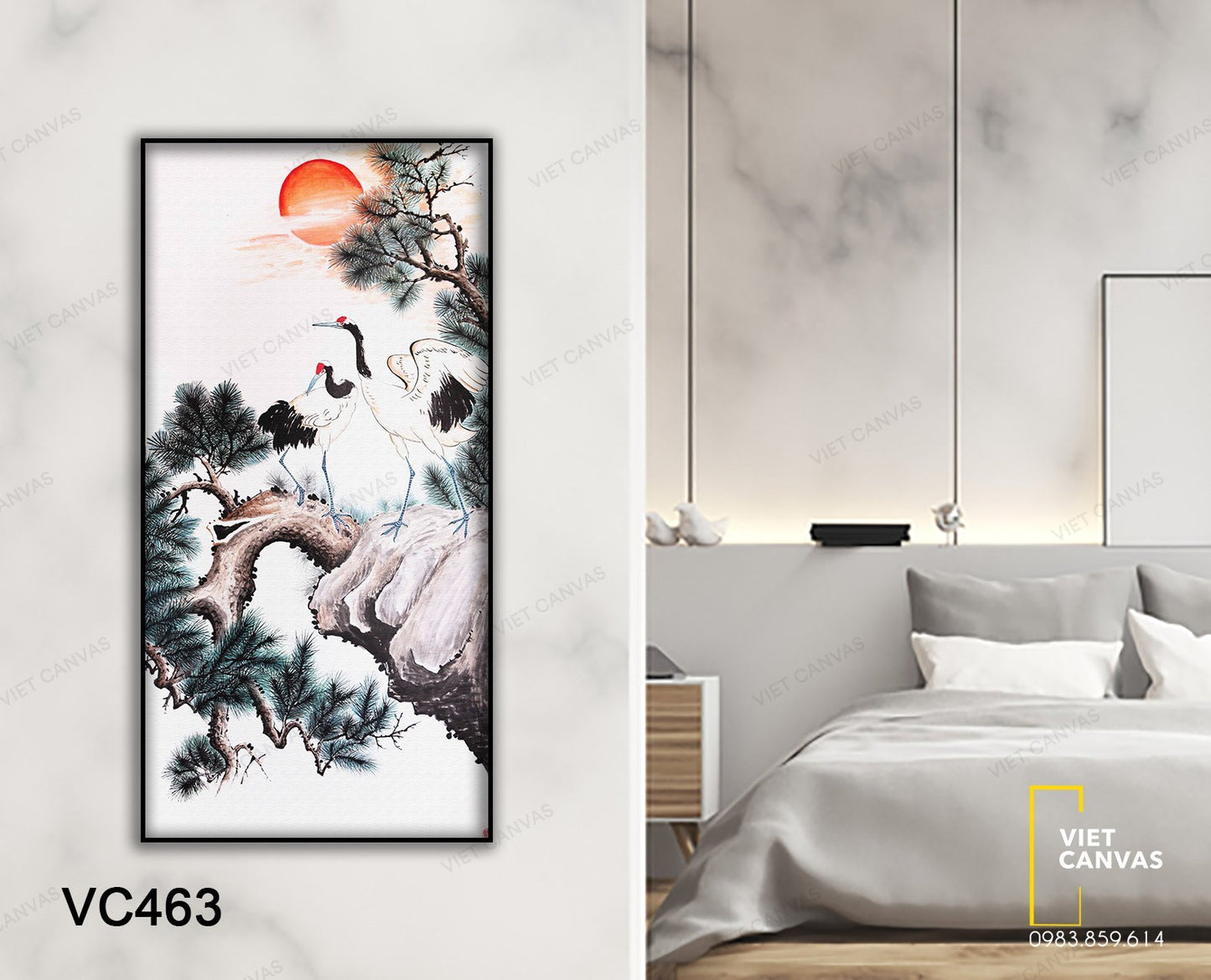 Tranh Đôi Hạc Trên Tháp Tùng - VC463