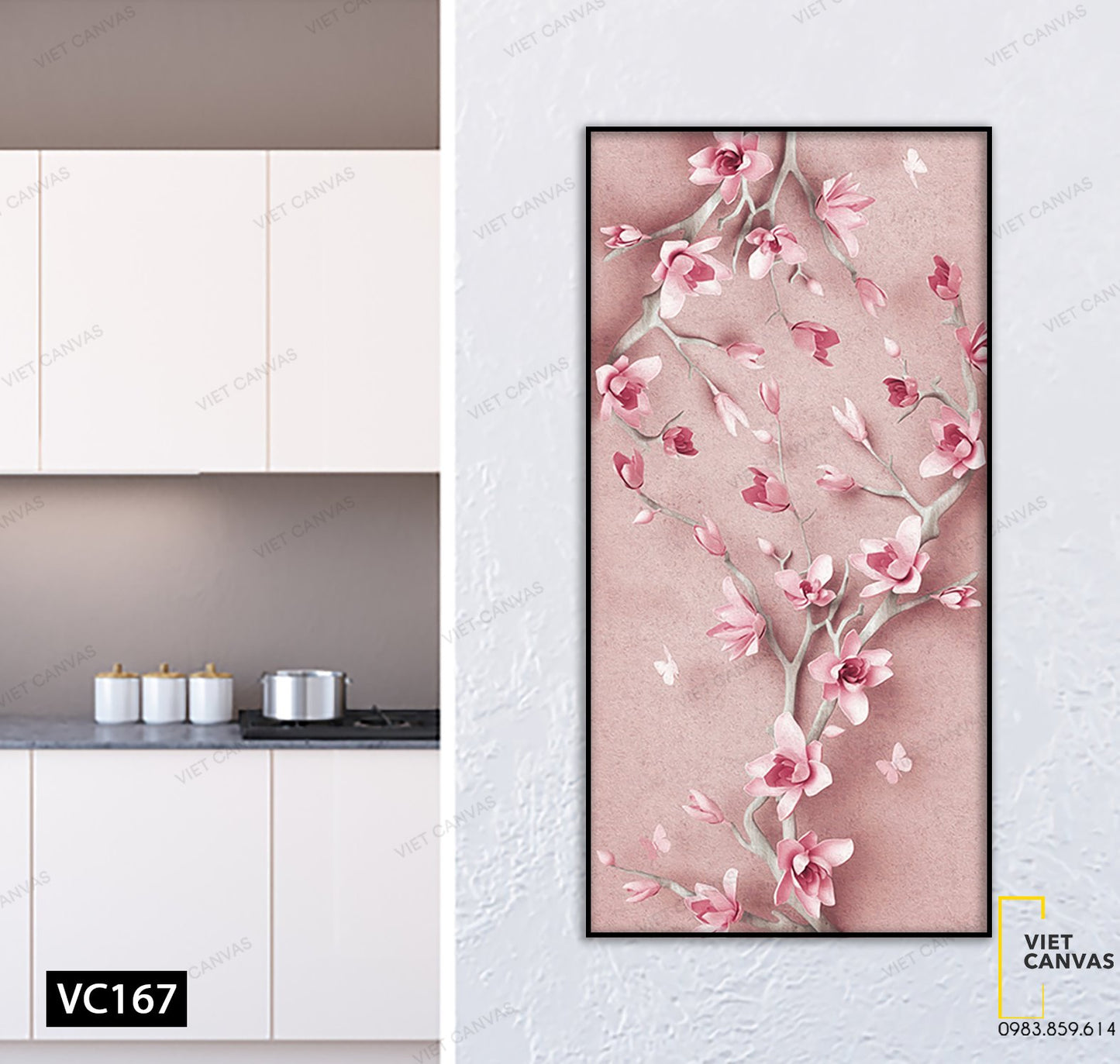 Tranh Bướm Bay Lượn Quanh Cành Hoa - VC167