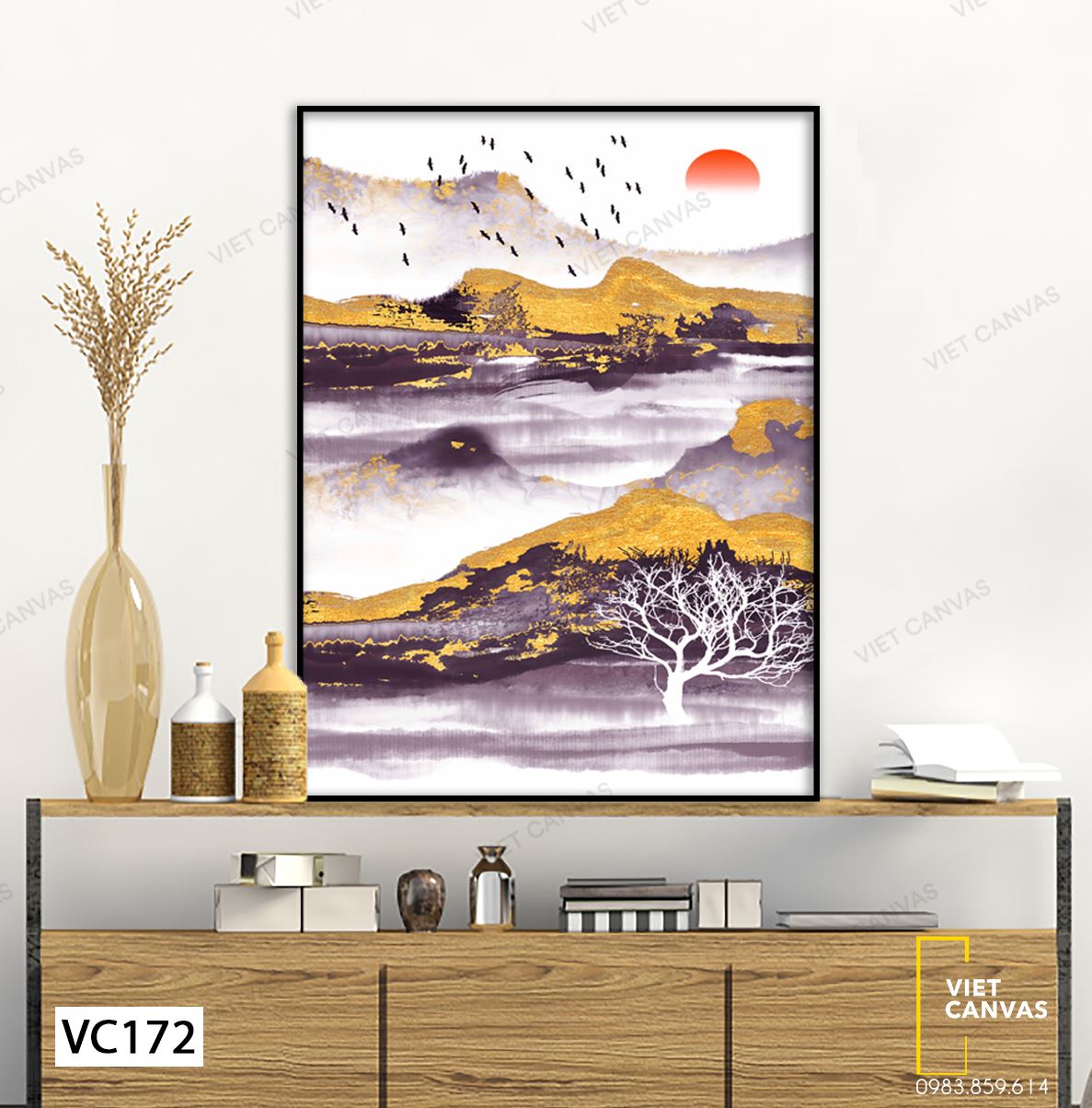 Tranh Núi Rừng Chiều Hoàng Hôn - VC172