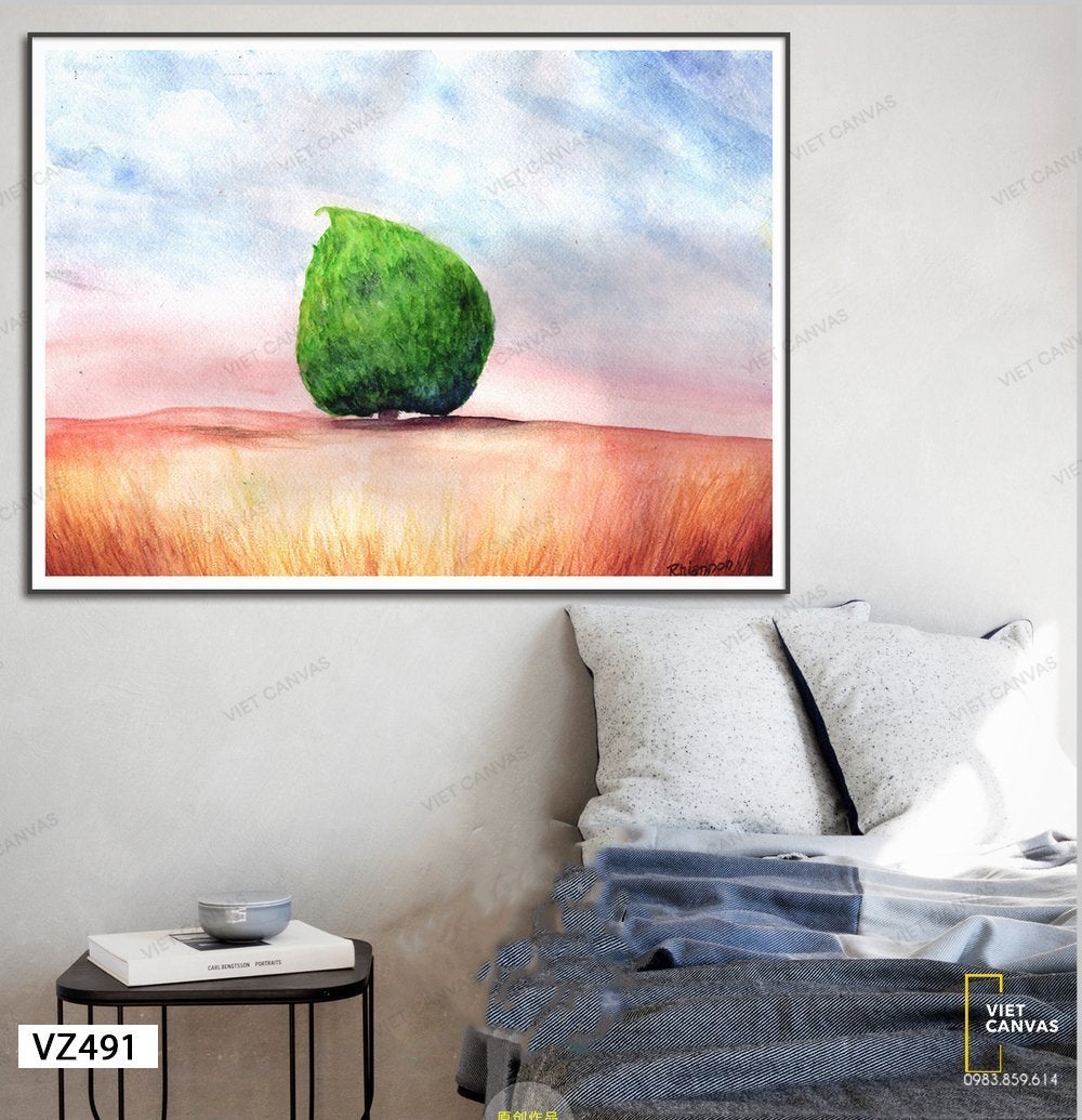Tranh Cây Xanh Trên Cánh Đồng - VZ491