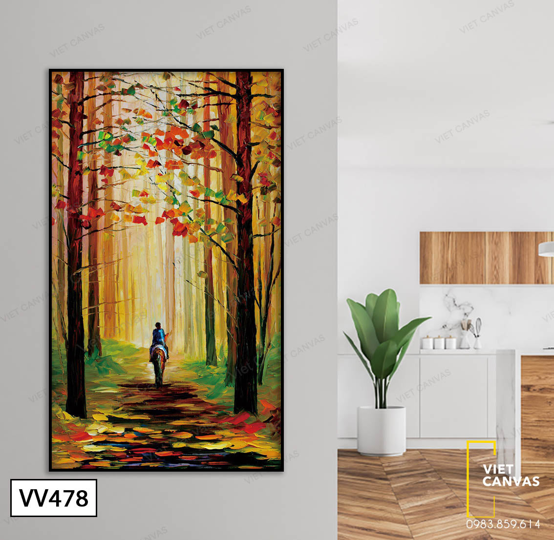 Tranh Cưỡi Ngựa Trong Rừng Thu - VV478