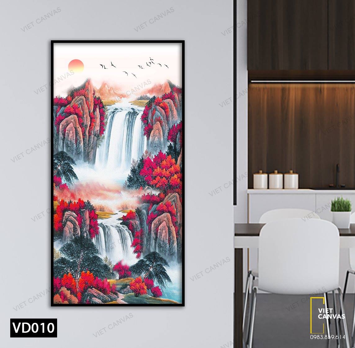 Tranh Thác Nước Bên Cánh Rừng Đỏ - VD010