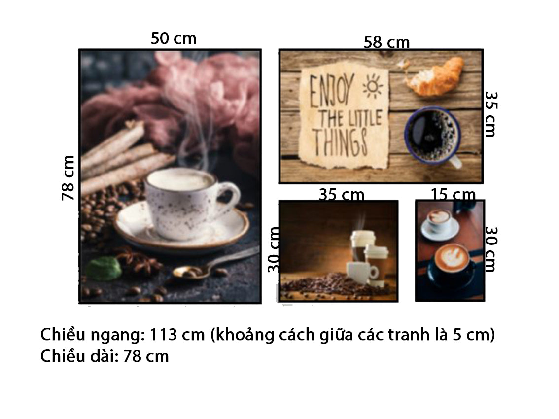 Bộ 4 Tranh Những Tách Cà Phê - HD731