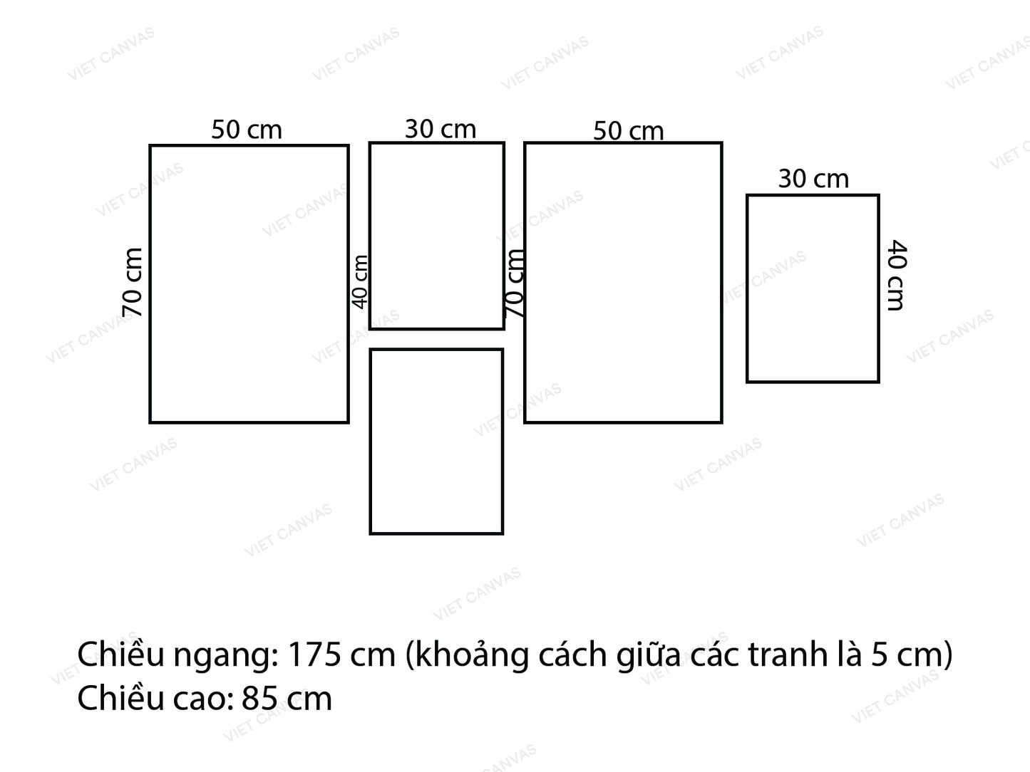 Bộ 5 Tranh Phong Cảnh Tối Giản - VN129