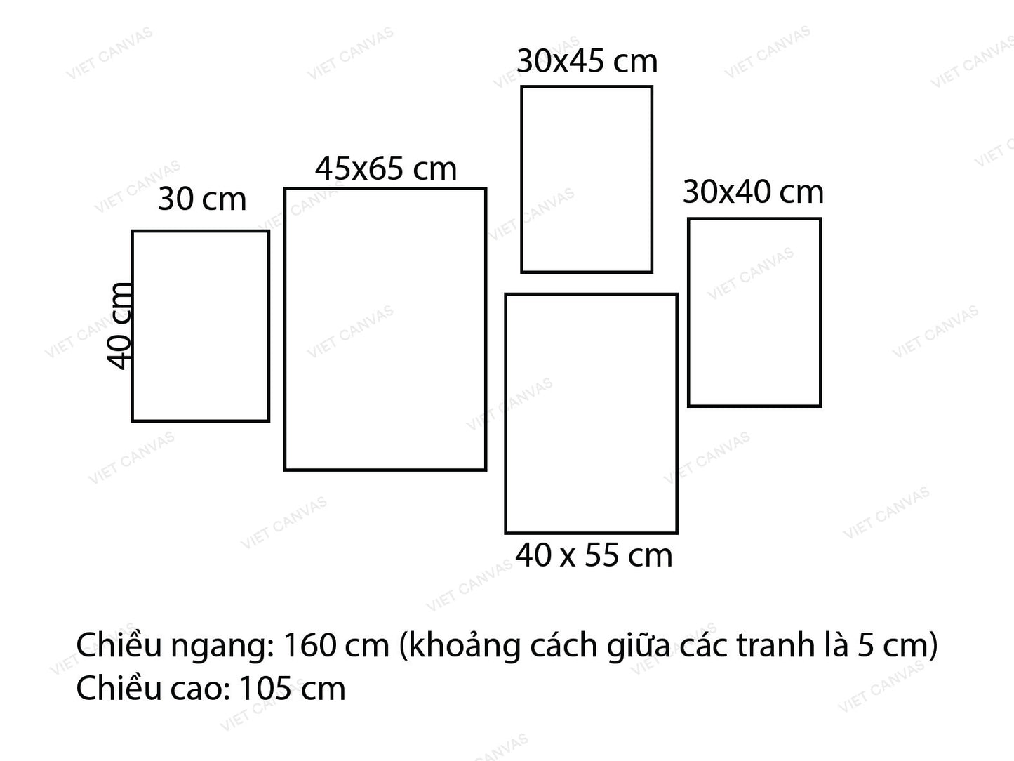 Bộ 5 Tranh Lá Cây Tối Giản - VN045
