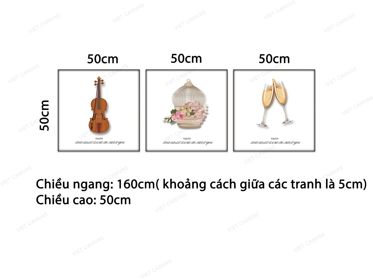 Bộ 3 Tranh Đàn, Lồng Và Ly - VB561
