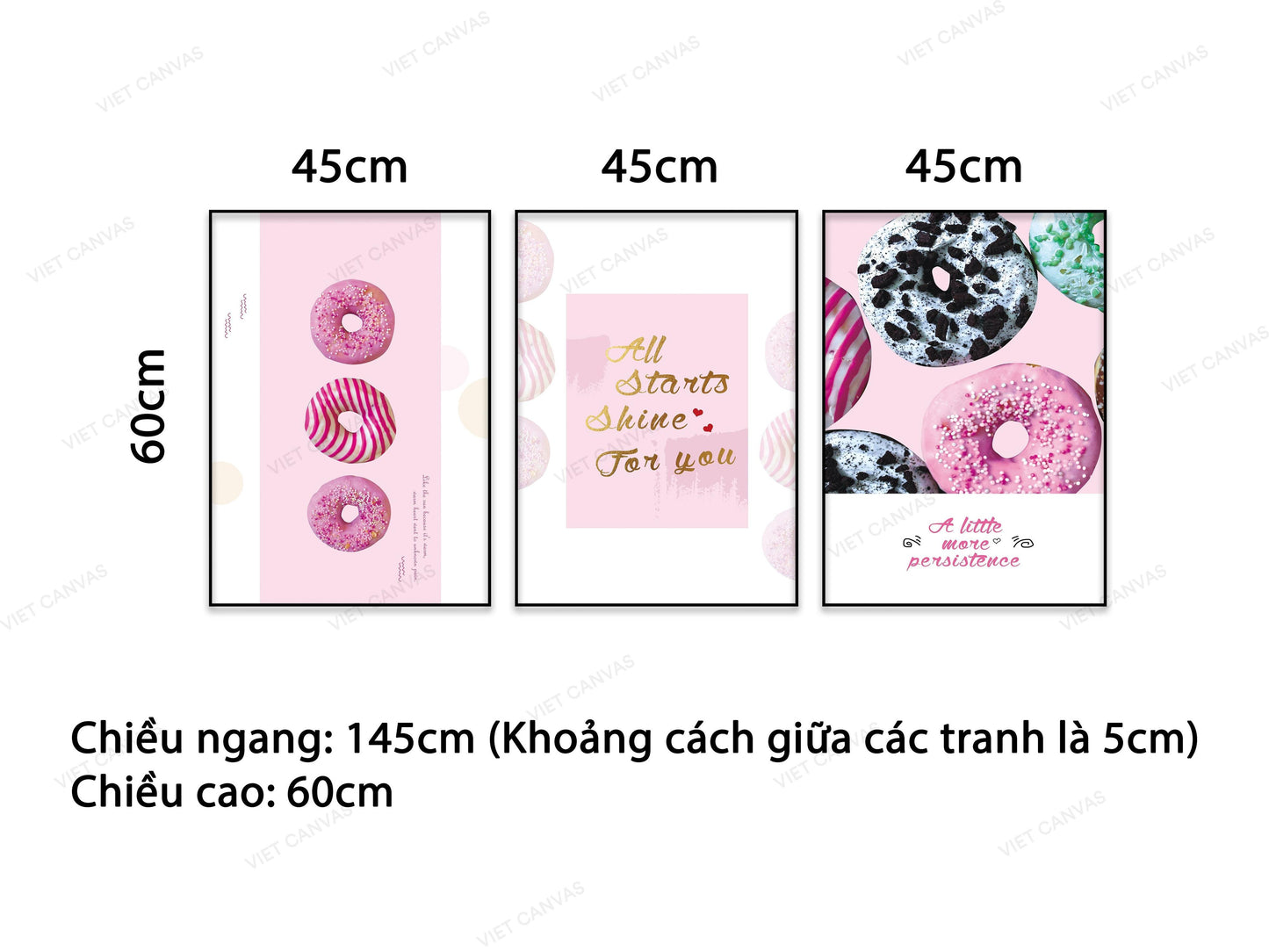 Bộ 3 Tranh Bánh Ngọt Và Quotes - VB600
