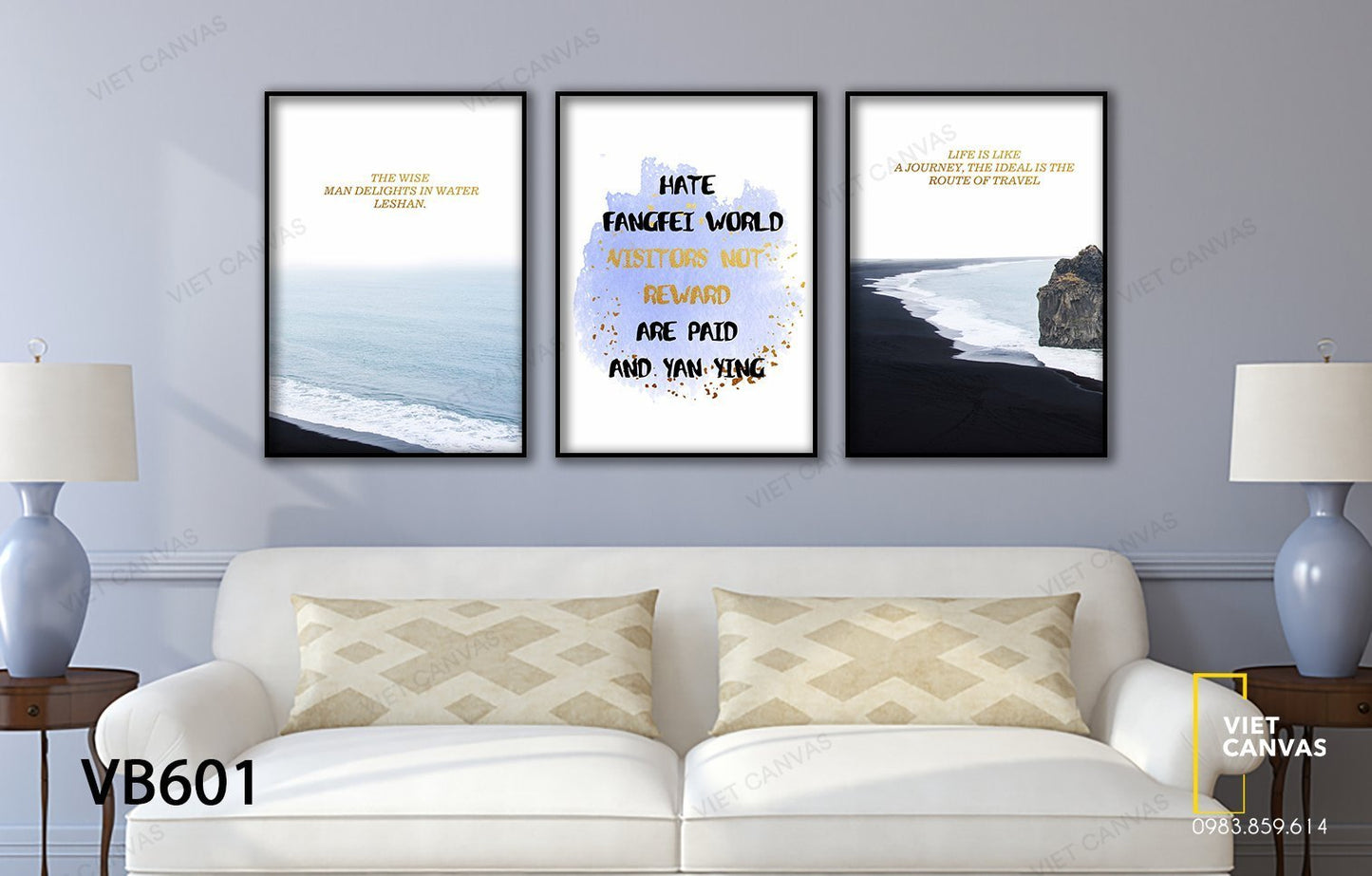 Bộ 3 Tranh Quotes Seashore - VB601