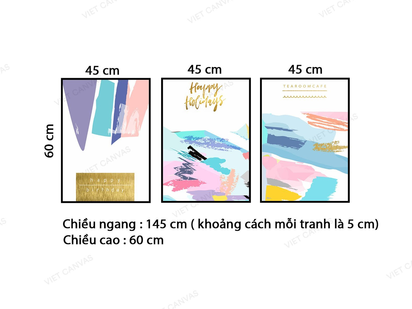 Bộ 3 Tranh Trừu Tượng Nhiều Màu Sắc - VB609