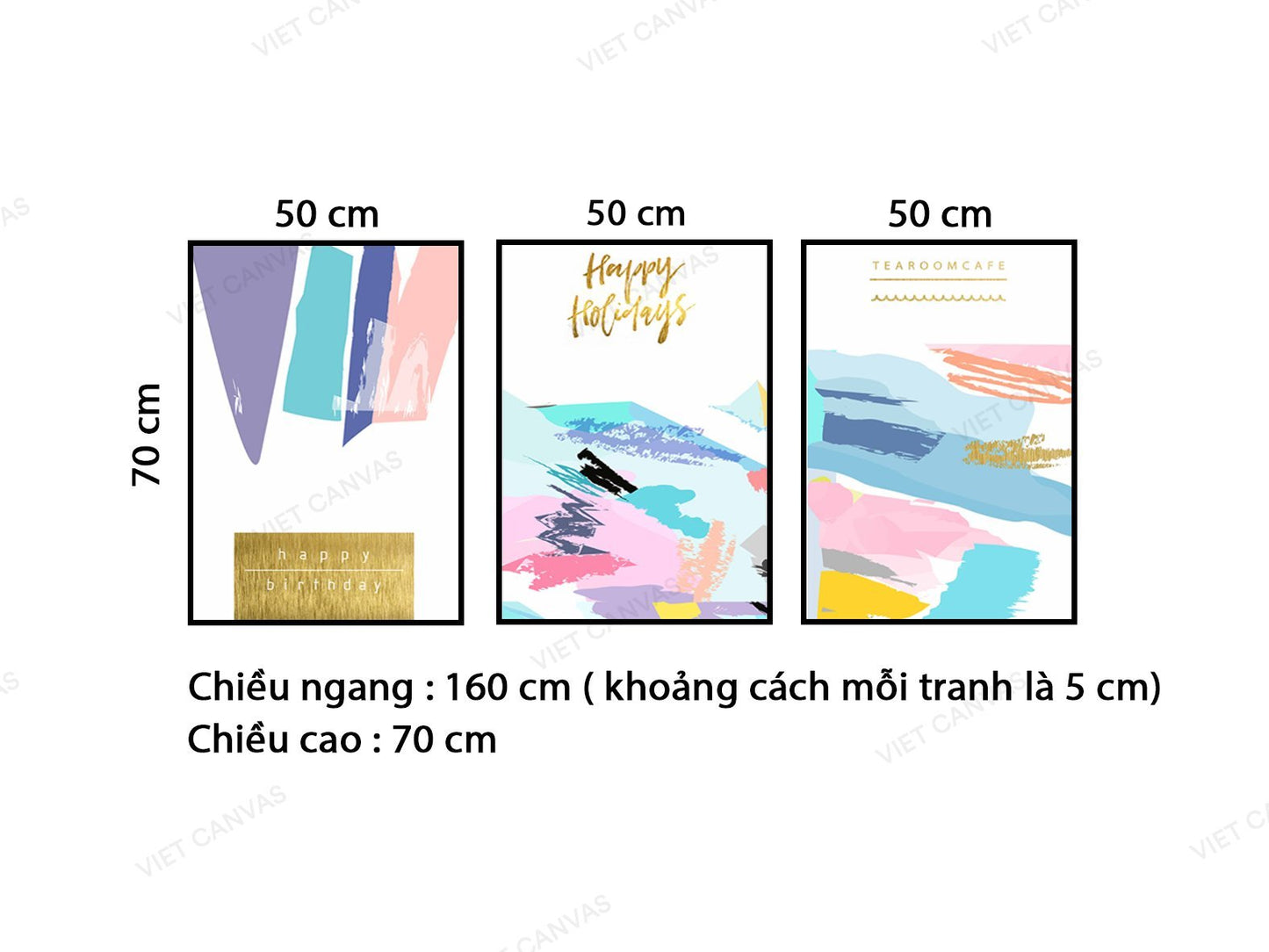 Bộ 3 Tranh Trừu Tượng Nhiều Màu Sắc - VB609