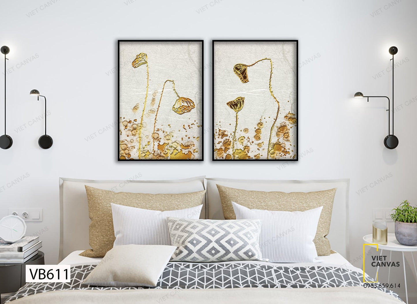Bộ 2 Tranh Đầm Sen Vàng - VB611