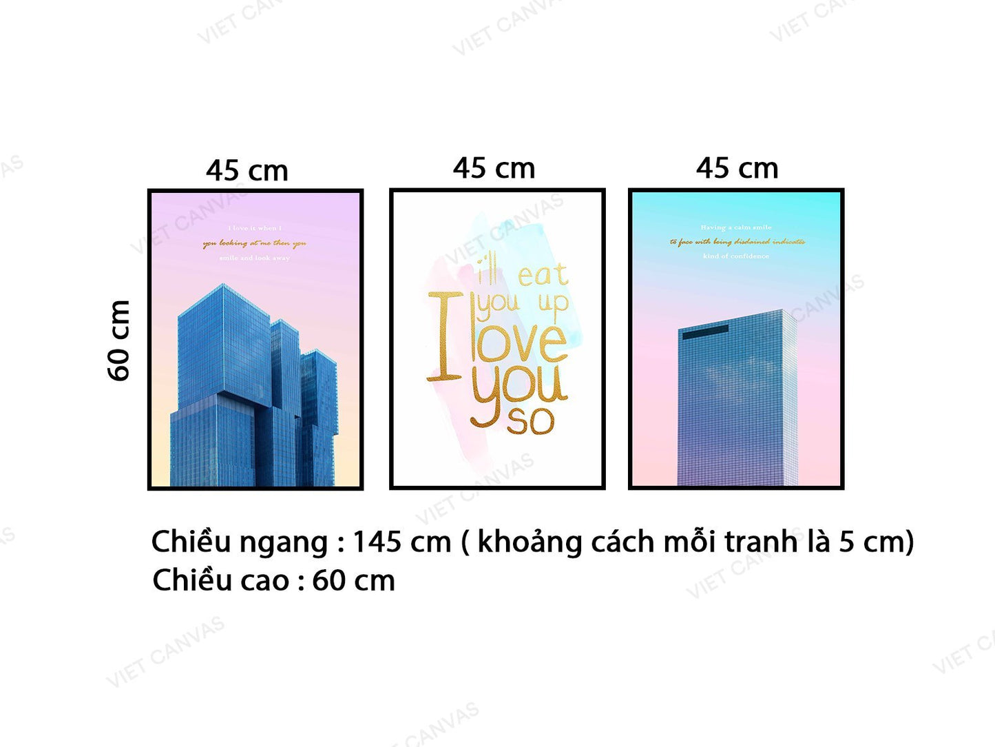 Bộ 3 Tranh Tòa Nhà Và Quotes - VB615