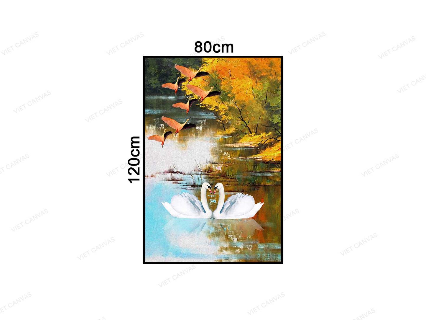Tranh Đôi Thiên Nga Trong Hồ Nước Thu - VB835