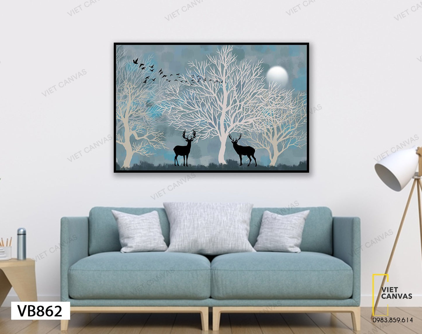 Tranh Đôi Hươu Ngơ Ngác Trong Rừng Đêm Đông - VB862