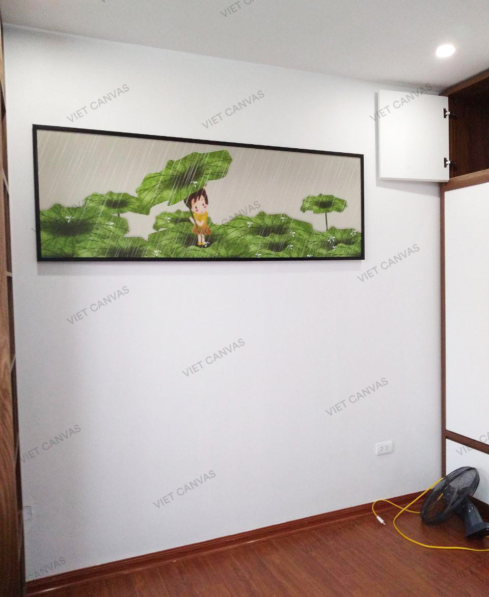 Tranh Bé Gái Bên Đầm Lá Sen - VB863
