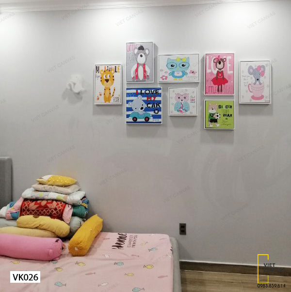 Bộ 8 Tranh Động Vật Dễ Thương - VK026