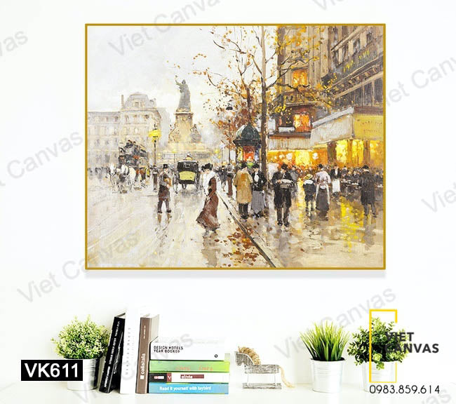 Tranh Người Đi Trên Phố Đông - VK611