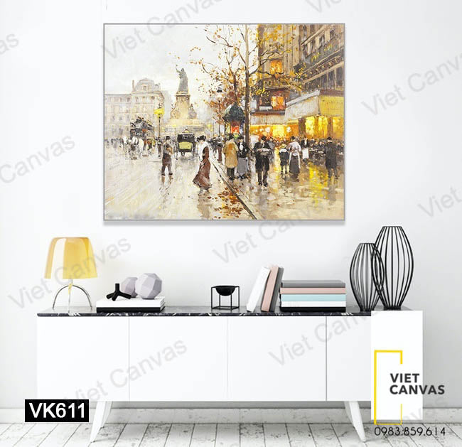 Tranh Người Đi Trên Phố Đông - VK611