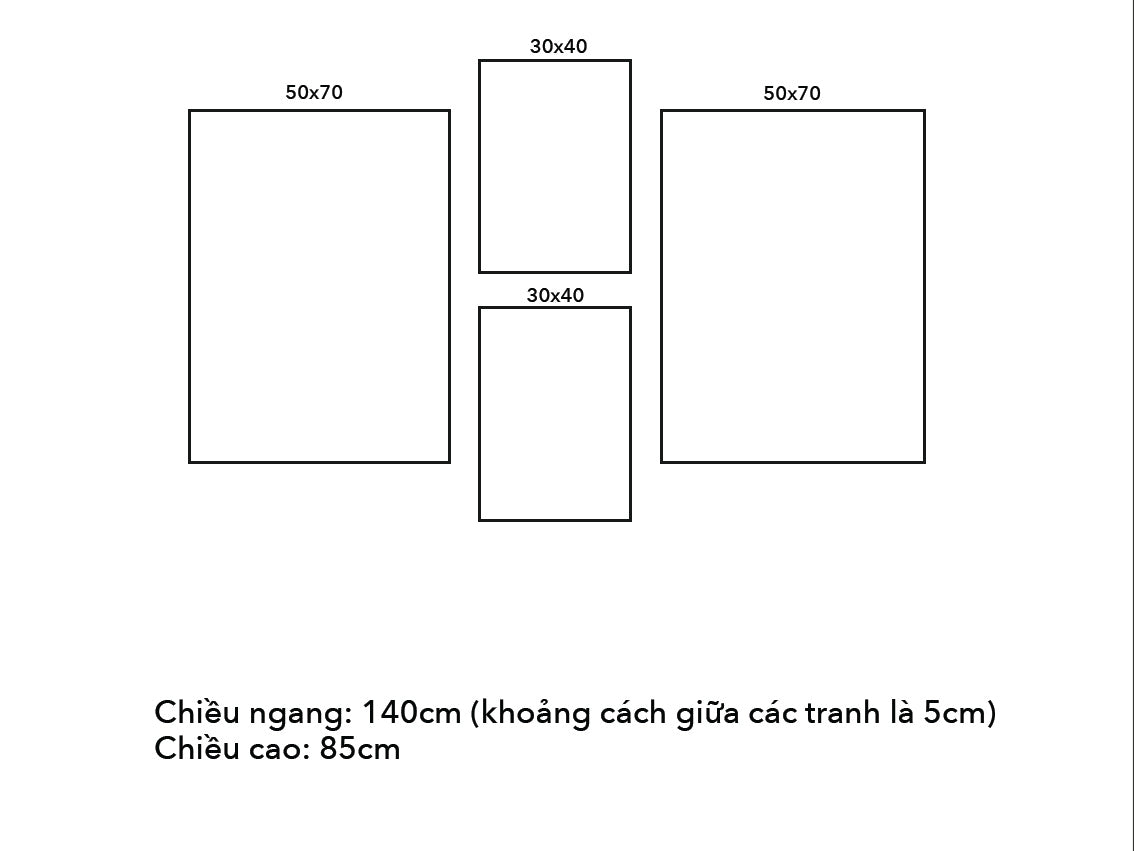 Bộ 4 Tranh Lá Cây Và Nét Vẽ- VN006