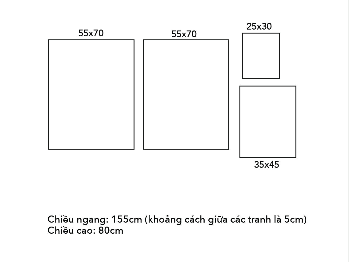 Bộ 4 Tranh Hoa Và Lá Tối Giản - VN017