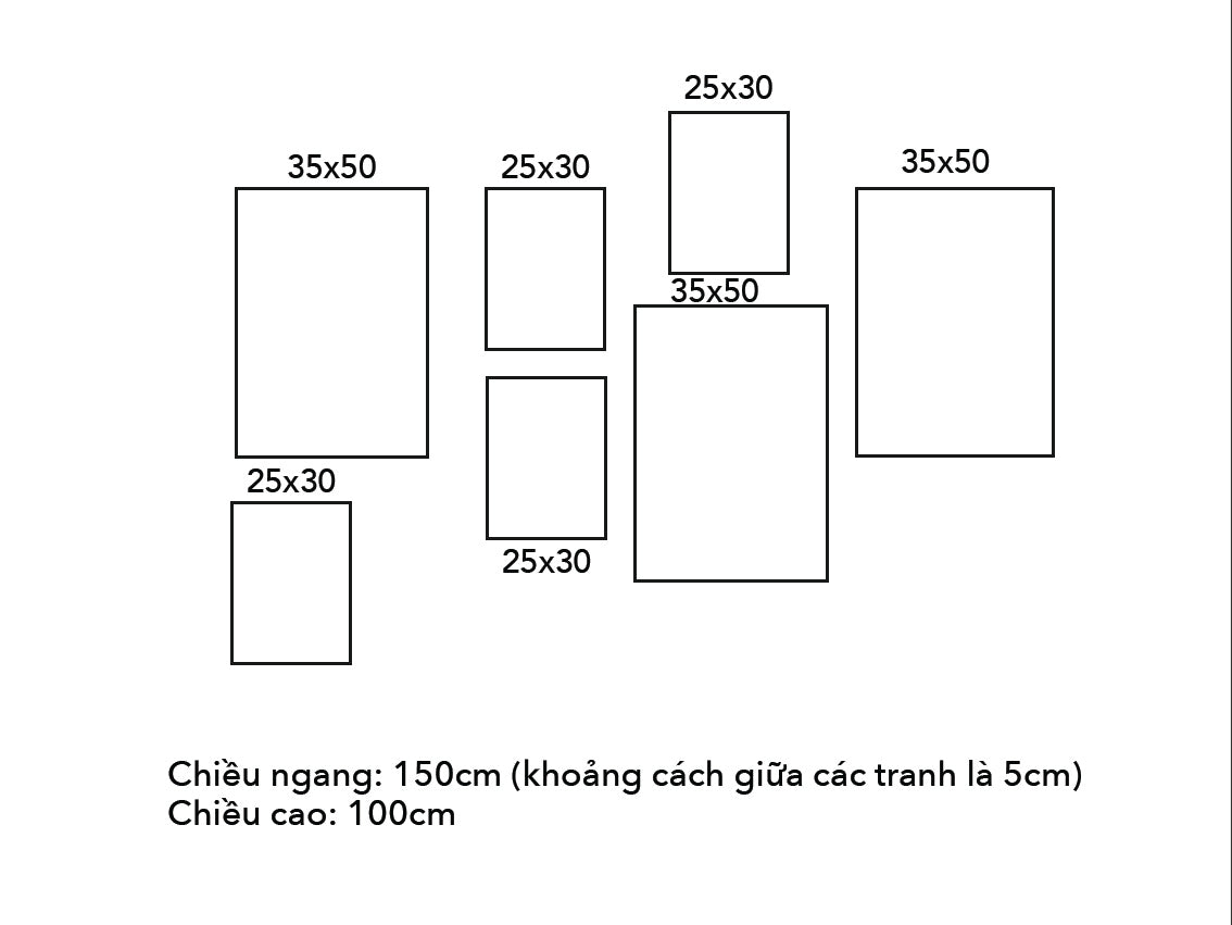 Bộ 7 Tranh Mặt Trời Tối Giản - VN025