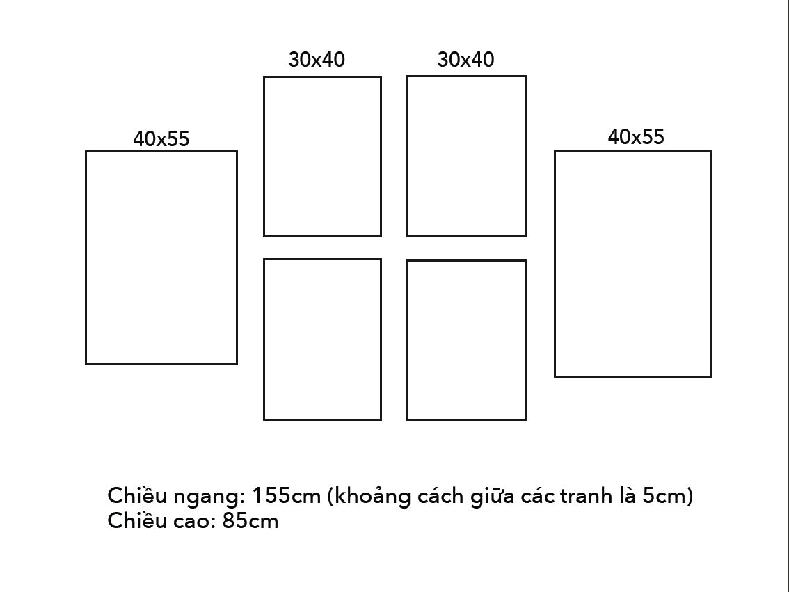 Bộ 6 Tranh Hình Vẽ Tối Giản - VN046