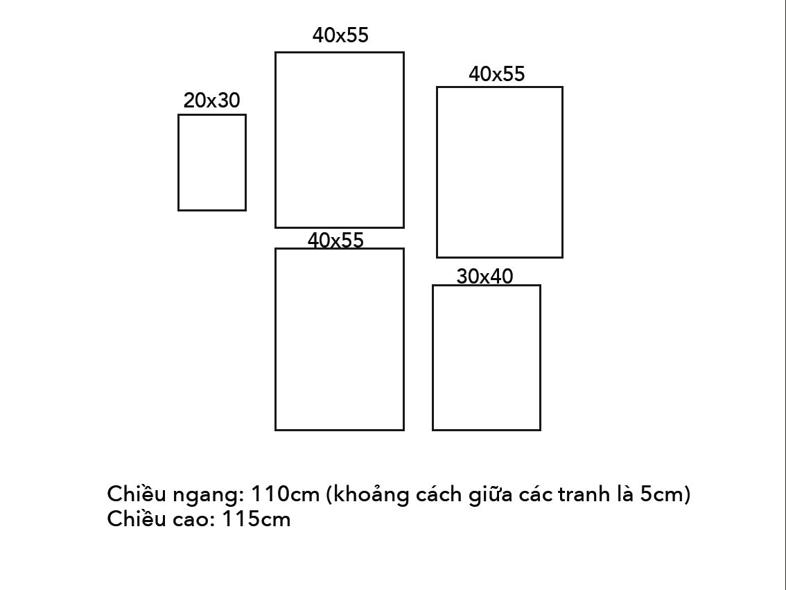 Bộ 5 Tranh Mặt Trời Và Phong Cảnh - VN034