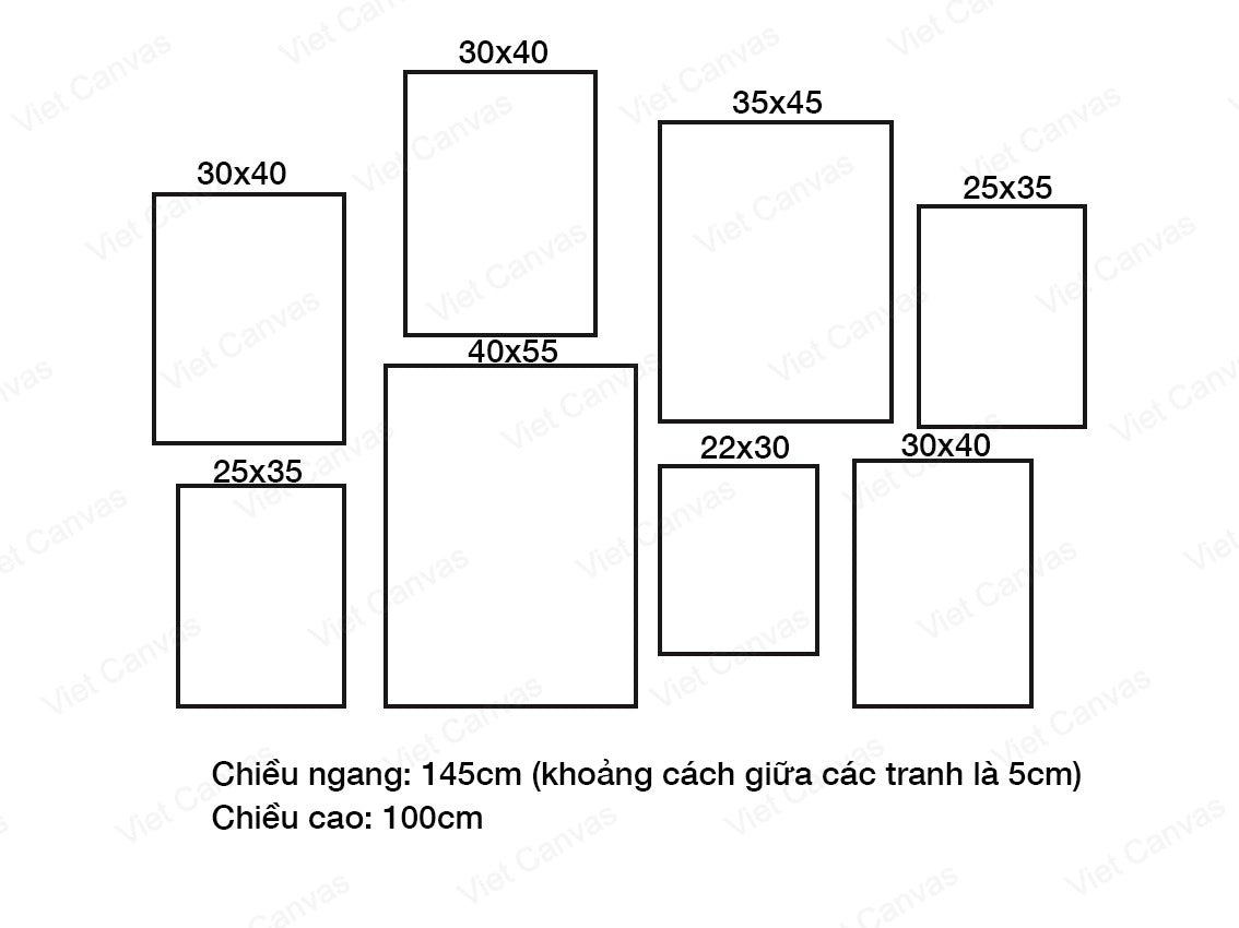 Bộ 8 Tranh Mặt Trời, Lá Tối Giản - VN066
