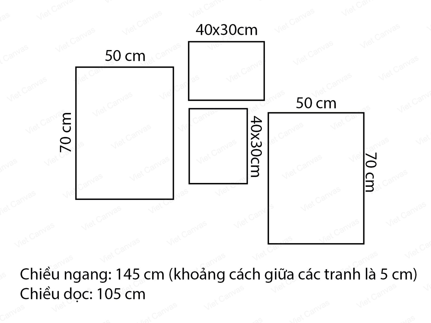 Bộ 4 Tranh Hoạ Tiết Tối Gỉan - VN140