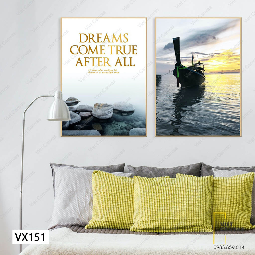 Bộ 2 Tranh Bờ Biển Và Quotes - VX151