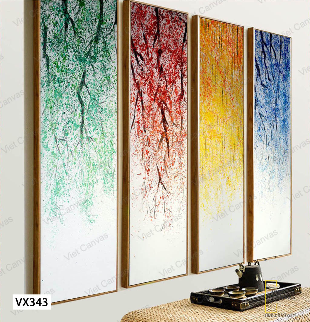 Bộ 4 Tranh Cây Tứ Màu - VX343