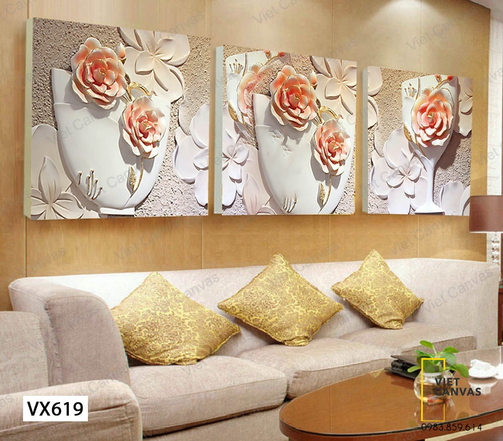 Bộ 3 Tranh Hoa Ấn Tượng - VX619