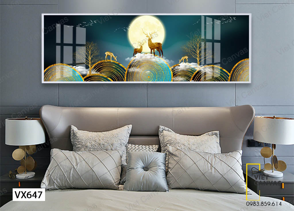 Tranh Những Con Hươu Dưới Ánh Trăng - VX647