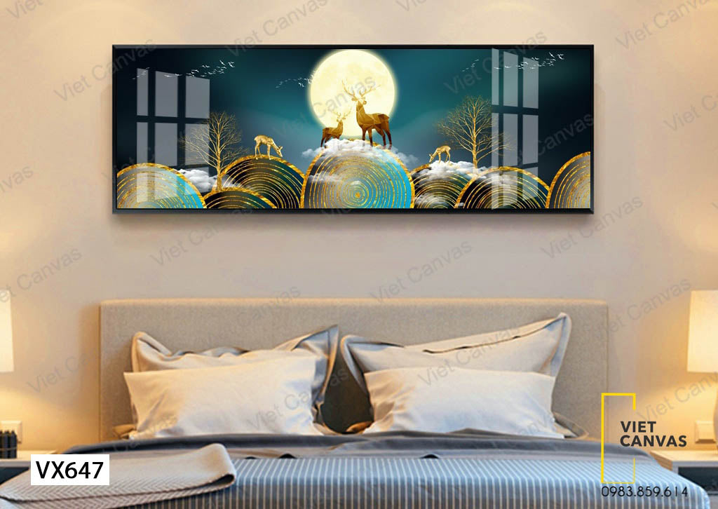 Tranh Những Con Hươu Dưới Ánh Trăng - VX647