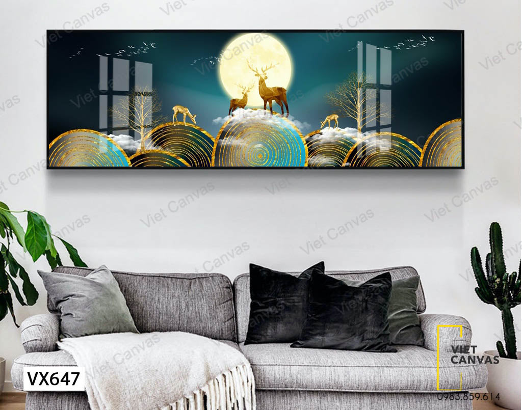 Tranh Những Con Hươu Dưới Ánh Trăng - VX647